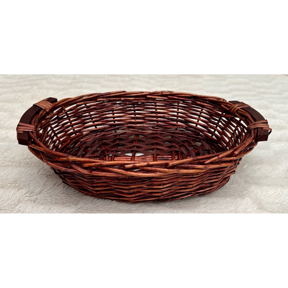 Oval Willow Tray Basket with Wood Handles